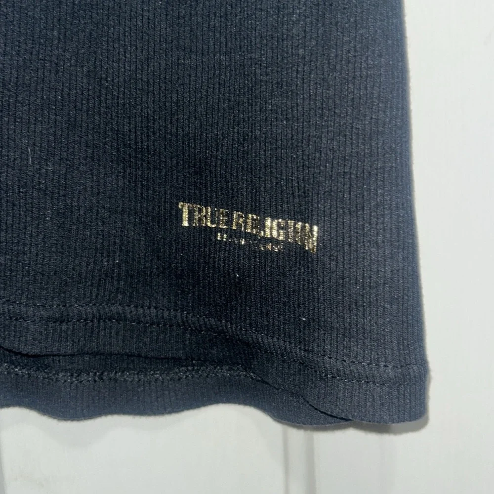 True Religion Tank Top Ladies Large black Ribbed Sleeveless Stretch! - Picture 3 of 4